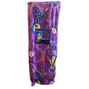 Coraline Soft Plush Throw Blanket 50 x 70 Inch Purple LAIKA Buttons New